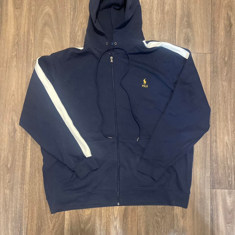 Ralph Lauren Mens Double Knit Full Zip Hoodie Jacket Navy w/ Pony(worn Once XL) - Picture 2 of 5